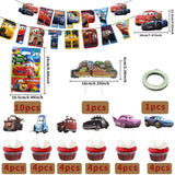 1 x Brand New Naotona Cars birthday decoration 3 years, 43 pieces car birthday decoration boy children s birthday decoration cake decorations banner racing car balloons paper bags for theme party children - RRP €8.05