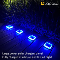 1 x RAW Customer Returns Lacasa Solar Floor Lights Outdoor, 4 Pack RGB Color Changing Solar Lights for Outdoor LED Path Lights Garden Solar Lamps with Auto ON OFF Light Sensor for Stairs Driveway Yard Patio, IP68 Waterproof - RRP €45.24