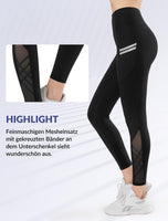 1 x RAW Customer Returns Yvette women s sports leggings with pocket, high waist sports pants with mesh underneath, black, S - RRP €30.24