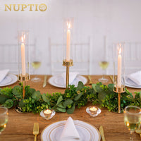 1 x RAW Customer Returns NUPTIO Candlestick Glass Cylinder for Candles Gold 6 Pieces Wedding Candle Holder Glass Taper Candles Metal Large Bottomless Cylinder Candles Lantern Party Table Centerpiece Dining Room Decoration - RRP €59.98