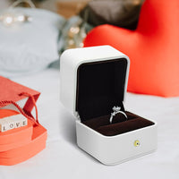 1 x RAW Customer Returns WisePoint ring box wedding, PU leather ring box, elegant presentation box for marriage proposal, engagement, wedding red  - RRP €10.07