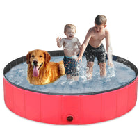 1 x RAW Customer Returns Taeku Dog Pool for Large Small Dogs, Foldable Pet Paddling Pool PVC Non-Slip Pools Wear-Resistant Swimming Pool Dog Bathtub Red 120 30  - RRP €32.99