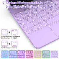 1 x RAW Customer Returns GOOJODOQ for iPad Pro 11 iPad Air 5 4 Keyboard Case, Floating Magnetic Design with Trackpad, QWERTZ Layout 7 Color Backlit Keyboard for iPad Pro 11 iPad Air 5th 4th Generation, Purple - RRP €119.99