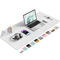 1 x RAW Customer Returns Aothia Desk Pad Large Mouse Pad Desk Mat Office Desk Pad Writing Pad Double-Sided Use PU Leather Waterproof 91 x 43 cm, White  - RRP €19.86