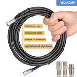 1 x RAW Customer Returns RG6 TV Cable, Waterproof Copper F Connector with F81 RF Extension Capable, High Speed HD Video up to 3Ghz for STB, Dish TV, Satellite, Reliagint Antenna Coaxial Cable Black, 1m  - RRP €9.3