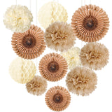 8 x Brand New YBwanli boho decoration wedding decoration leaves garland vintage, forest decoration beige, garden party pompoms decoration, It is very suitable to express nature and simplicity, creative decoration charm 12 pieces - RRP €88.72