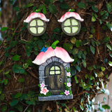 4 x Brand New Gohytal Fairy Door Garden Gnome Door, Fairy Door Window Miniature Luminous Resin Elf Door Garden Fairy Garden Elf House Garden Decoration Christmas Gnome Doors for Outdoor Gardens Trees Decoration Crafts - RRP €81.6