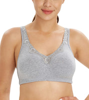 1 x RAW Customer Returns Lemorosy Women s Cotton Comfort Bra Full Sound Comfortable Mimimizer Bra Size Sizes Without Underwire Grey, 80D  - RRP €21.17