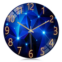 1 x RAW Customer Returns Lafocuse Star Glass Wall Clock, Silent Creative Modern Blue Clock, Starry Sky Non-Ticking Design for Living Room Bedroom Kitchen - RRP €18.58