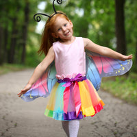 1 x RAW Customer Returns VIKILON 3-piece butterfly costume girls butterfly wings children s butterfly cape butterfly children s costume with tutu skirt headband for girls carnival cosplay party - RRP €15.12