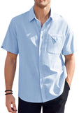 1 x Brand New GAMISOTE Men s Casual Shirt Short Sleeve Cotton Summer Shirt Button Down Summer Shirt Regular Fit - RRP €28.21