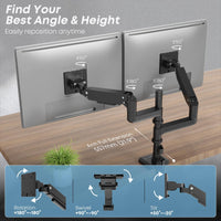 1 x RAW Customer Returns PUTORSEN monitor mount 2 monitors for 17 to 49 inch screen, gas spring dual monitors desk mount height adjustable swivel monitor mount, weight 2-20 kg per arm, VESA 75 100mm - RRP €159.99