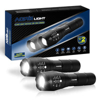 1 x RAW Customer Returns AGRIB Ultra powerful LED flashlight 1000 Lumens Pack of 2 Flashlight - Long-range zoom, 5 Modes, anti-Shock and waterproof - Tactical lamp for DIY and extreme conditions. - RRP €19.9