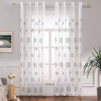 1 x RAW Customer Returns MIULEE Curtains with Floral Embroidery, Curtains White with Grey Pattern for Living Room, Bedroom Curtain Transparent with Eyelets, Set of 2 Voile Floral Transparent Curtains, Each H 245 XW 140cm - RRP €31.49