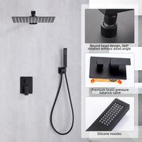 1 x RAW Customer Returns HOMELODY shower system black concealed shower fitting concealed shower, rain shower concealed black, anti-scalding shower system including head shower 30cm 30cm, hand shower, brass body - RRP €157.55