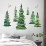 1 x RAW Customer Returns decalmile Wall Sticker Tree Large Watercolor Pine Tree Wall Sticker Green Plants Wall Stickers Living Room Children s Room Bedroom Wall Decoration H 95cm  - RRP €18.13