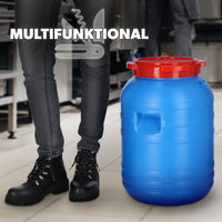 1 x RAW Customer Returns KADAX plastic barrel, 30L barrel made of HDPE plastic with lid, lidded barrel, bung barrel, multifunctional plastic barrel, universal barrel, water barrel, wide neck barrel 1 piece, blue  - RRP €30.24