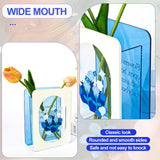 2 x Brand New Book vase, vase glass blue, glass vases acrylic, bellflower book vase for flowers, transparent blue vase book shape glass, for decorating the living room, study, bedroom, office - RRP €12.48