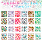 1 x RAW Customer Returns Colorful beads for threading 1890 pieces, beads for crafting with hole 4 6 8 10 mm Jewelry Making Kit Pearls for bracelets necklace jewelry making craft decor - RRP €10.07