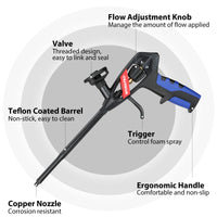 1 x RAW Customer Returns WORKPRO Polyurethane Foam Gun, Teflon Coated Professional Foam Guns with Stainless Steel Nozzle - RRP €24.58