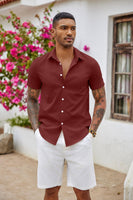 1 x RAW Customer Returns COOFANDY Men s Shirts Short Sleeve Slim Fit Casual Shirts Wrinkle Free Shirt Summer Business Shirt Casual Men s Shirt with Button Placket Formal Shirt Kent Collar Wine Red 3XL - RRP €24.99