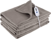 1 x RAW Customer Returns McJaw electric blanket - 150x200cm electric blanket, 4 heat settings, 10 hours automatic switch-off, overheating protection, flannel Sherpa electric blanket, light grey - RRP €47.62