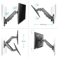 1 x RAW Customer Returns ONKRON PC monitor wall mount for 13-34 inch screens up to 8 kg, monitor mount wall max 100x100 VESA TV wall mount swiveling tilting rotating - monitor mount gas pressure spring black G120 - RRP €46.99