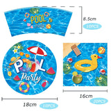 3 x Brand New SUNSK Party Tableware Set Swimming Pool Party Party Tableware Set Birthday Tableware Kit Swim Ring Beach Paper Cups Paper Plates Napkins Party Accessories Paper Plate Set for Hawaii Party 40 Pieces - RRP €61.2