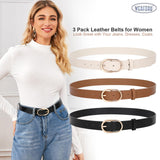 1 x RAW Customer Returns WERFORU Pack of 3 women s leather belts for jeans, trousers, fashion women s leather belts with gold buckle, black brown beige - RRP €18.14