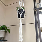 1 x RAW Customer Returns VIERSHU Macrame Hanging Basket Boho Decorative Cotton Rope Hanging Flower Pot with Beads Tassels Braided Plant Hanger for Indoor Outdoor Balcony Garden Decoration - RRP €9.06