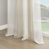 1 x RAW Customer Returns Topfinel Curtains with Eyelets Curtains White Beige Stripes Curtain Semi-Transparent Short 140x235 cm Eyelet Curtain Decorate Modern Living Room - RRP €28.22