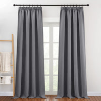 1 x RAW Customer Returns PONY DANCE thermal curtain heat protection ruffle tape living room curtains grey opaque set of 2 H 245 x W 140 cm blackout curtains with ruffle tape for rail Blackout Curtains for Living Room - RRP €34.08