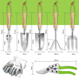 1 x RAW Customer Returns WORKPRO garden tool set, 8 in 1 garden tools with storage bag, made of stainless steel, garden shovel with wooden handle, flower scissors, garden claw, hand cultivator, gift for gardeners - RRP €42.99