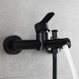 1 x RAW Customer Returns Tecmolog bathroom fittings single-lever shower mixer stainless steel bathtub faucet shower fitting black surface-mounted, black, SNA516B - RRP €63.22