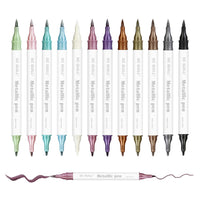 1 x RAW Customer Returns GC QUILL Metallic Marker Pen Set - 12 Colors Permanent Brush Pen for Photo Album to Design Yourself, Wedding Guest Book, Scrapbook - Metallic for Painting Stone, Ceramics, Glass, Wood - RRP €12.99