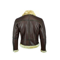 1 x RAW Customer Returns Leatherick Brown Leather Jacket with Thick Shearling Shearling Flying Jacket XL  - RRP €149.0