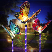 1 x RAW Customer Returns eaaerr Solar LED Outdoor Garden Lights 3 Pieces Butterfly Solar Lights, Color Changing Solar Stake Light Fiber Garden Lights for Parties, Outdoors, Lawn, Yard, Path - RRP €23.99