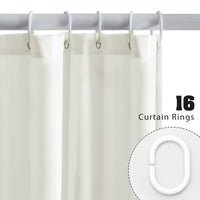 1 x RAW Customer Returns Furlinic Overlength shower curtain beige anti-mould, bathroom curtain made of polyester fabric textile, water-repellent, washable, curtain for bathtub and shower, with 16 rings 244x200. - RRP €21.17