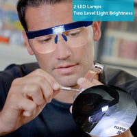 1 x RAW Customer Returns  with light USB, head es for glasses wearers,  1.5X, 2.5X, 3.5X, 5X magnification, head  reading magnifier with LED lighting reading  set for reading hobbies crafts glasses magnifier - RRP €24.19