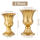 1 x RAW Customer Returns Sziqiqi Golden Metal Vase for Wedding - 2 Pieces Small Flower Vase Decoration Wedding Centerpieces, Vintage Trumpet Vase Urn Planter for Living Room Kitchen Office Kitchen and Table, 16cm - RRP €20.14