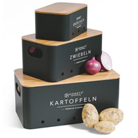 1 x RAW Customer Returns Homety Potato Storage Box Set of 3 - Keeps Vegetables Fresher for Longer - the Ideal Way for Onion Potato Storage and Garlic Storage Black  - RRP €64.97