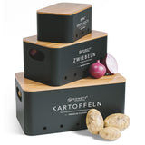 1 x RAW Customer Returns Homety potato storage box set of 3 - keeps vegetables fresh longer - the ideal way for onion potato storage and garlic storage black  - RRP €59.97