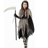 1 x Brand New Rekribe carnival girl costume with scythe, chain, gloves, socks, stickers for exciting party disguises  - RRP €30.13