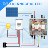 1 x RAW Customer Returns DC surge protector, 1000V 32A DC circuit breaker photovoltaic solar module dc circuit breaker lightning protection grounding DC disconnect switch with solar plug grounding cable, IP65 2 in 2 out  - RRP €94.96