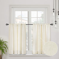 1 x RAW Customer Returns CUCRAF linen window curtain bistro curtain kitchen curtains set of 2 H 45 x W 90 natural semi-transparent blinds curtains window curtains curtain scarf - RRP €16.99