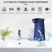 1 x RAW Customer Returns 500ml Touchless Automatic Soap Dispenser with Battery, Rechargeable Soap Dispenser Automatic Foam Soap Dispenser Electric Soap Dispenser with Sensor, 3 Levels, IPX4 Waterproof Blue - RRP €28.6