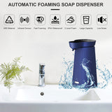 1 x RAW Customer Returns 500ml Touchless Automatic Soap Dispenser with Battery, Rechargeable Soap Dispenser Automatic Foam Soap Dispenser Electric Soap Dispenser with Sensor, 3 Levels, IPX4 Waterproof Blue - RRP €28.6