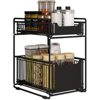 1 x RAW Customer Returns KOLENSA 2 Tier Under Counter Storage Drawer, Pull Out Organizer Drawer, Metal Sliding Storage Basket for Kitchen Countertop Pantry Bathroom Office Desktop - RRP €43.34