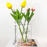 1 x RAW Customer Returns Book Vase, Clear Tulip Vase, Acrylic Book Vase, Book Vase Decoration for Centerpieces and Home Decoration, Modern Minimalist Book Vase, Living Room Bedroom Office Decoration - RRP €14.49