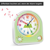 1 x RAW Customer Returns Eachui Analog Alarm Clock for Kids with Snooze Function, Night Light, Adjustable Volume and 7 Alarm Tones, Quartz Alarm Clock without Ticking with Clear Dial for Boys Girls Green  - RRP €20.16